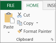 Copy and Paste buttons on the Home tab
