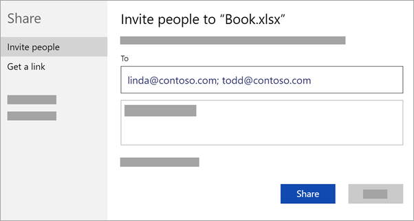 Enter the email addresses of those you want to collaborate with or get a link to share the file with.