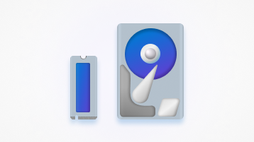 A conceptual graphic of a solid-state drive (SSD) and a hard disk drive (HDD).