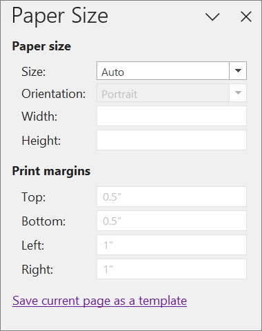 Paper Size Pane