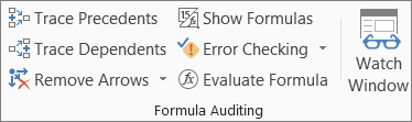 Formula Auditing group on the Formula tab