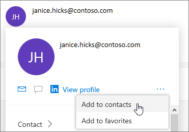 Select the three dots and then select Add to contacts