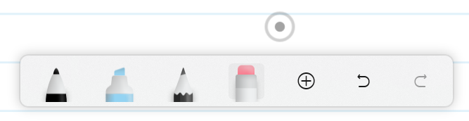 A screen capture of the toolbar with the eraser selected in Microsoft Journal