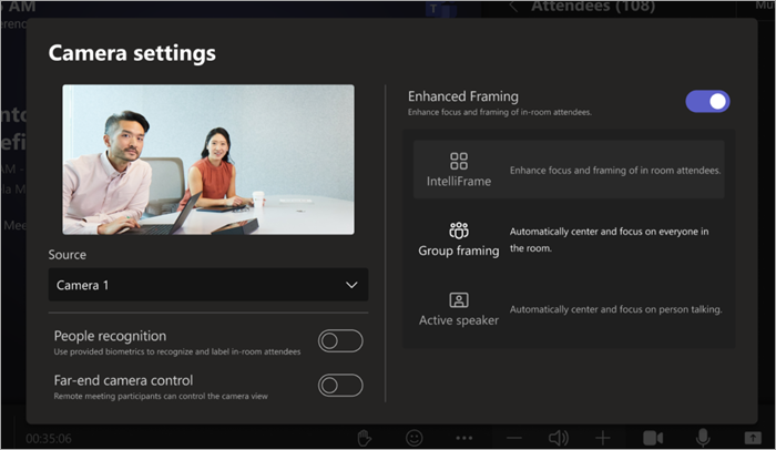 Screenshot showing console camera settings where you can turn off Intelliframe.