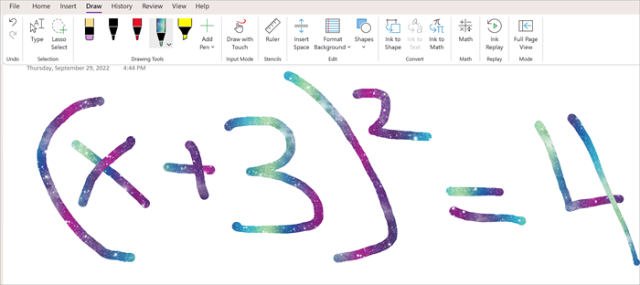 screenshot of a handwritten equation in onenote