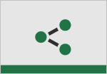 Three dots with two lines showing sharing from one to the other two