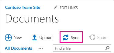 The Sync command in a SharePoint document library