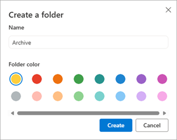 In the Create a folder dialog box, type the folder name you want.