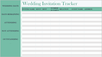 Conceptual image of a wedding tracker spreadsheet