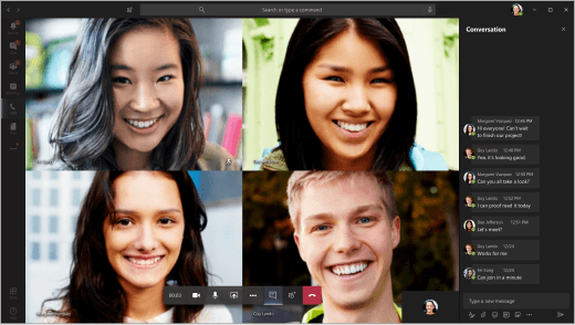 Students in a video chat in Teams