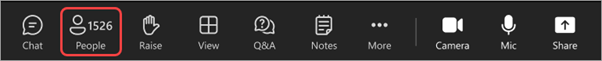 Screenshot of meeting controls during town hall with People highlighted