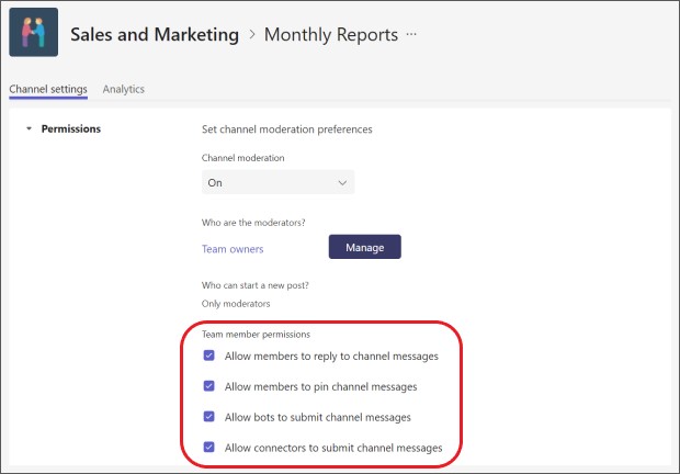 channel moderation options