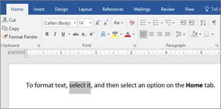 Word ribbon format text options