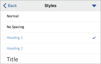 Styles command, with Heading 1 selected