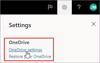 Select OneDrive settings