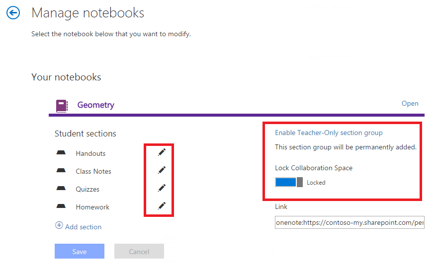 Options for managing notebooks