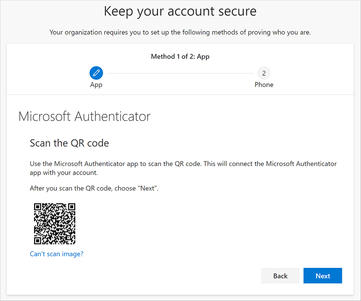 Scan the QR code using the Authenticator app