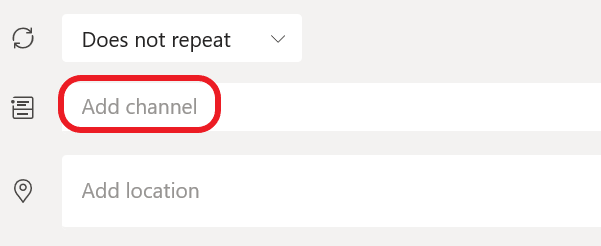 Add channel to a Teams meeting.