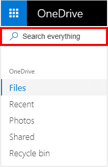 Search everything selection in OneDrive