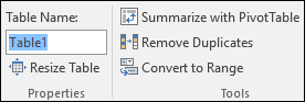 Image of the Name Box in the Excel Formula Bar to rename a table