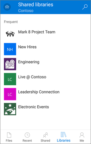 Accessing Libraries via the OneDrive for Business mobile app