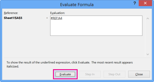 Evaluate Formula dialog box