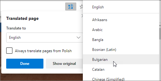 Select a language to translate to