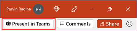 Present in Teams button