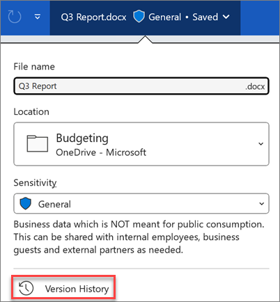 Version History in Microsoft 365