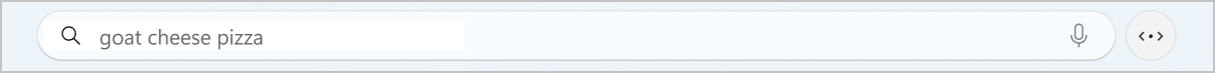 Screenshot of the search field for Recall showing the microphone icon and a search for goat cheese pizza.