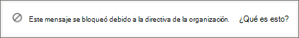 Mensaje del sistema de Teams que recibe un destinatario cuando alguien le envía un mensaje bloqueado por la directiva de prevención de pérdida de datos de una organización