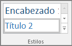 Captura de pantalla de selección de un estilo de título en el menú Inicio.