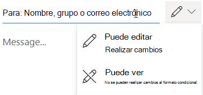 Seleccione el icono de lápiz para conceder a los destinatarios permisos de "edición" o "solo lectura". 