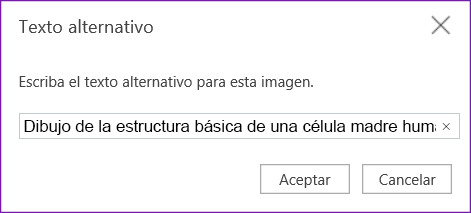 Cuadro de diálogo Texto alternativo para OneNote para la Web