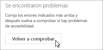 Botón Comprobar de nuevo de Outlook