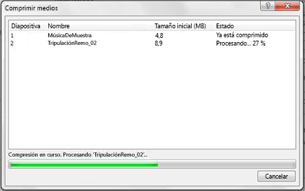Compresión de archivos multimedia en curso