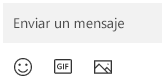 Debajo del cuadro de mensaje hay botones para insertar emojis, GIF o imágenes.