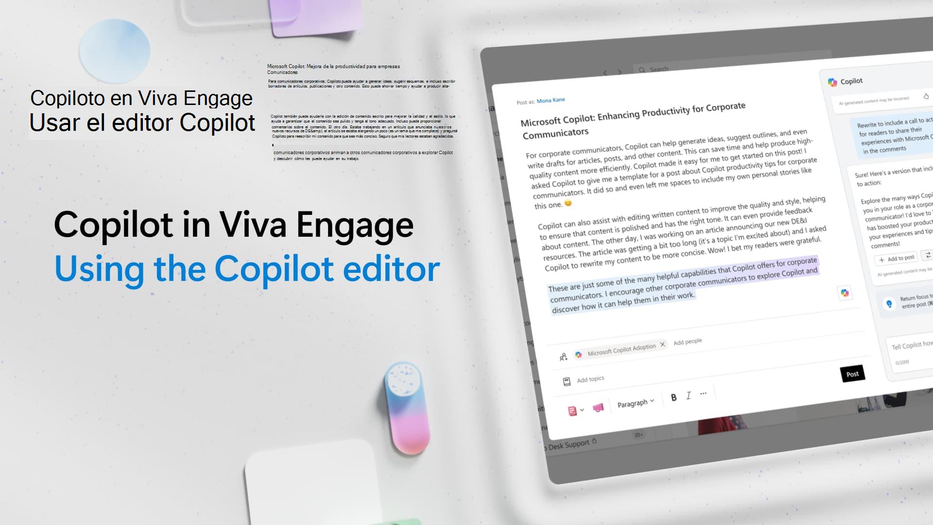 Vídeo: Usar el editor Copilot en Viva Engage