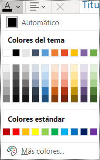 Captura de pantalla de la opción Color de fuente en el menú Inicio.