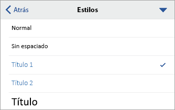 El cuadro de diálogo Estilos, con título 1 seleccionado.