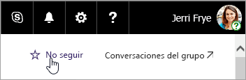 Captura de pantalla del botón Seguir en un sitio de SharePoint.