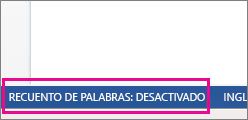 Recuento de palabras deshabilitado