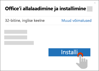 Installi nupp kuvatakse Office'i allalaadimise dialoogiboksis