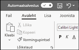 Office'i automaatsalvestuse lüliti