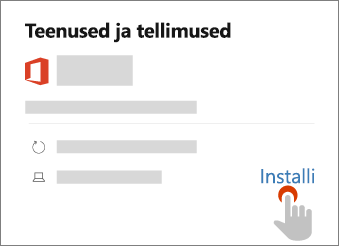 Installi link kuvatakse teenuste ja tellimuste lehel