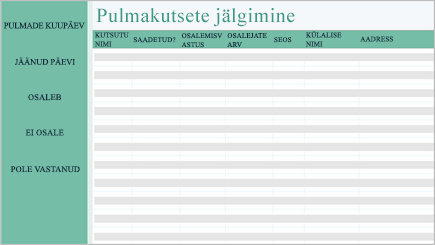 Pulmade plaanimise arvutustabeli illustratsioon