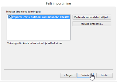 When you import Gmail contacts to your Office 365 mailbox, click the Finish button to start the migration