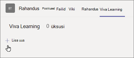 Vahekaardile Õppimine uue sisu lisamiseks valige plussmärk Lisa uus