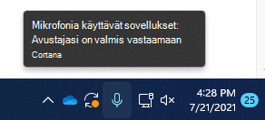 Näyttökuva mikrofonikuvakkeesta tasskbarissa.