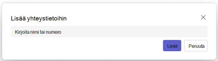 Näyttökuva Lisää yhteystietoihin -painikkeesta TeamsIn Ihmiset-sovelluksessa